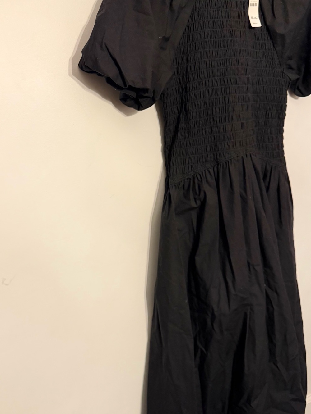 J. Crew Meadow Cotton Poplin Smocked Bodice Puff Sleeve Dress Black M $158 CI641 - Picture 5 of 8